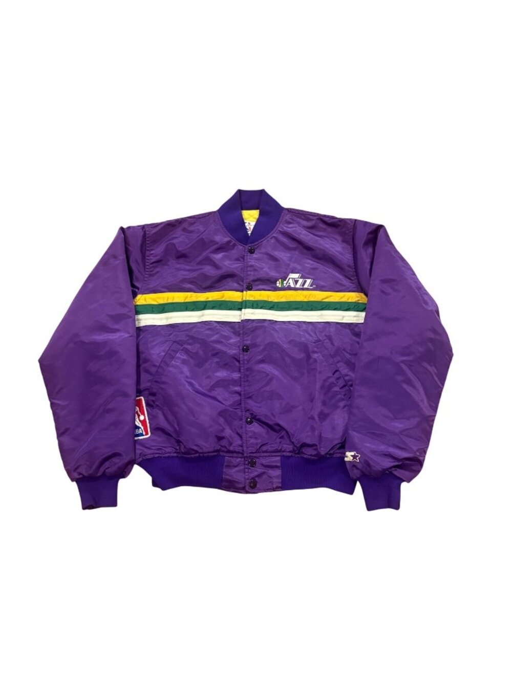 Vintage 90s Starter Utah Jazz NBA Basketball Satin Bomber Jacket Men's Large